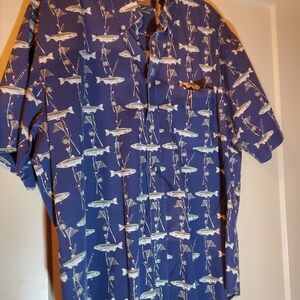 Nautical Blue Fish Print Men's Shirt